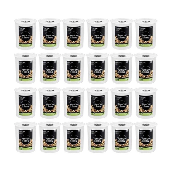 24PK Lemon & Lime Press Seal Airtight Food Storer Container 1.3L 13x13x15.5cm