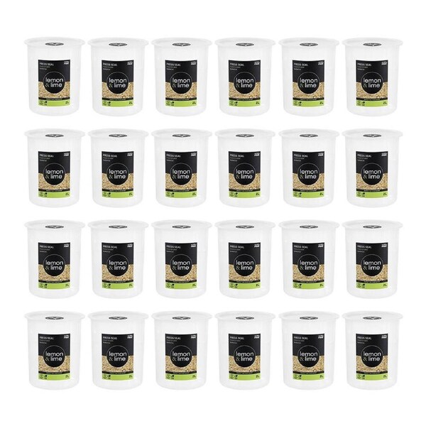24PK Lemon & Lime Press Seal Airtight Food Safe Storer Container 2L 15x15x17cm