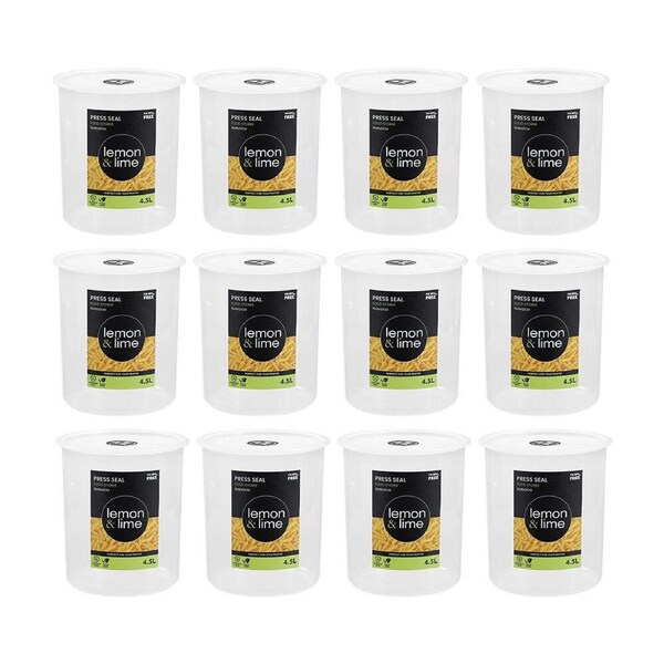 12PK Lemon & Lime Press Seal Airtight Food Storer Container 4.5L 19x19x21cm