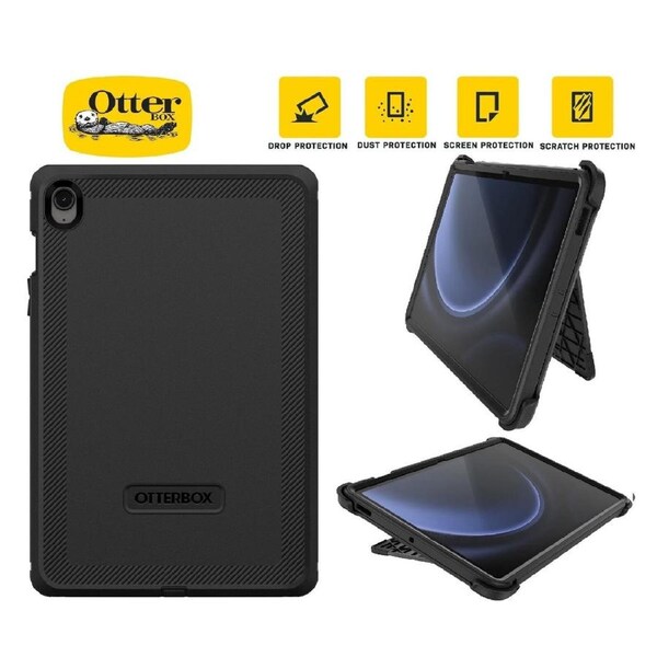 OtterBox Defender Samsung Galaxy Tab S9 FE (10.9') Case Black ProPack - (77-95042), DROP+ 2X military standard, Multi-layer, Built-in screen protector