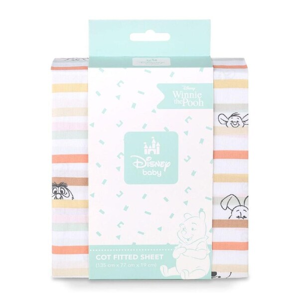 Disney Pooh Baby/Kids Soft Comfort Cot Fitted Cotton Bedding Sheet 132x77cm