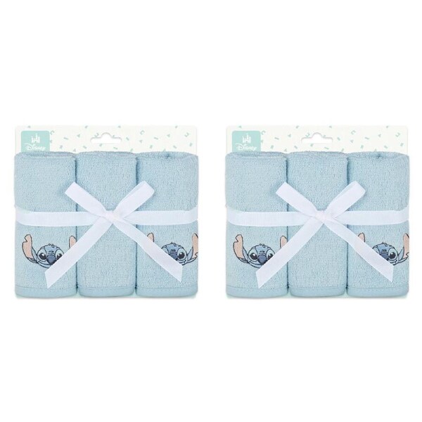 6pc Disney Stitch Baby/Kids Cotton Bath Washers/Washcloth 25x25cm Washable