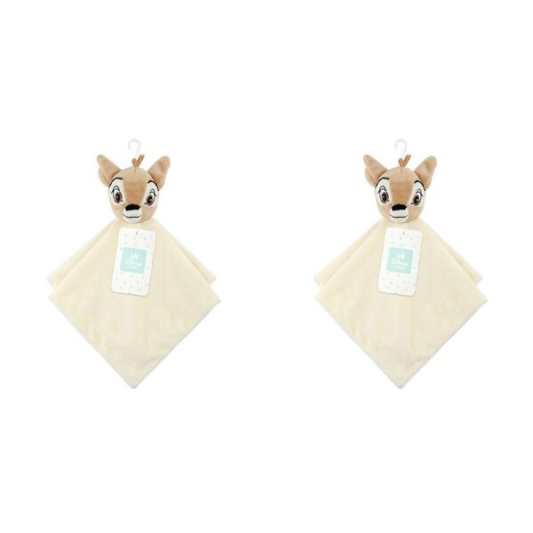 2PK Disney Bambi Baby/Kids Polyester Plush Security Blanket 31x31cm Brown