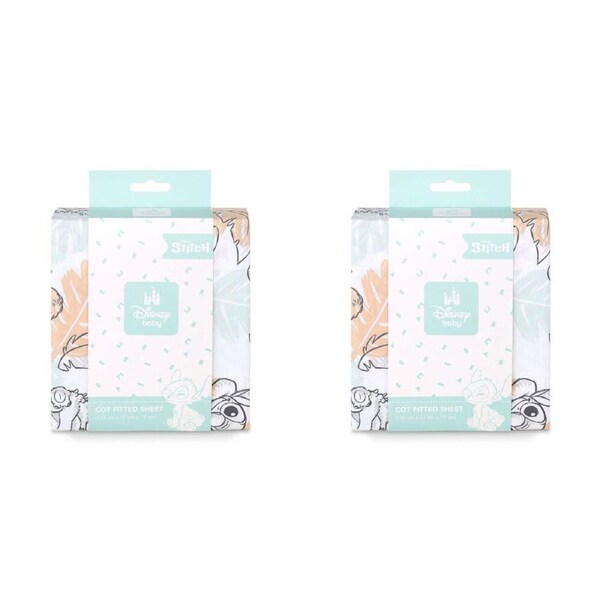 2PK Disney Stitch Baby/Kids Soft Comfort Cot Fitted Cotton Sheet 132x77cm