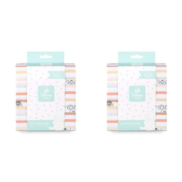 2PK Disney Pooh Baby/Kids Soft Comfort Cot Fitted Cotton Bedding Sheet 132x77cm