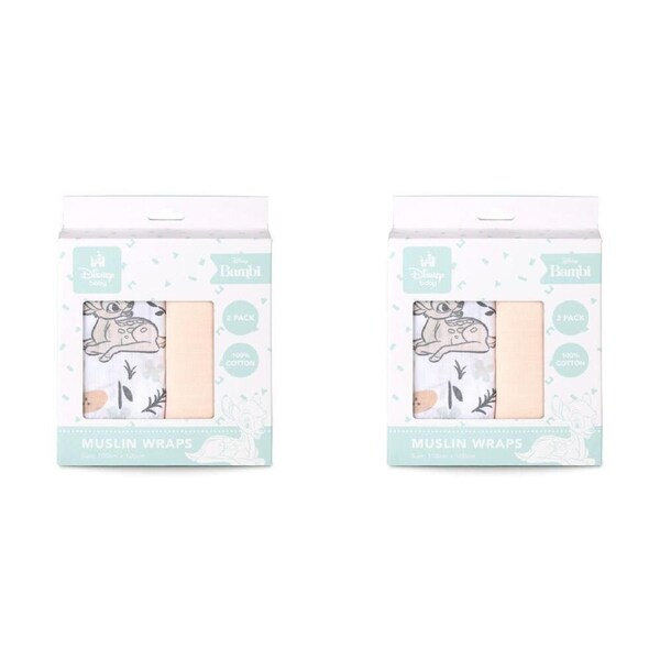 4pc Disney Bambi Baby/Kids Cotton Muslin Wrap 100x100cm Swaddle Blanket