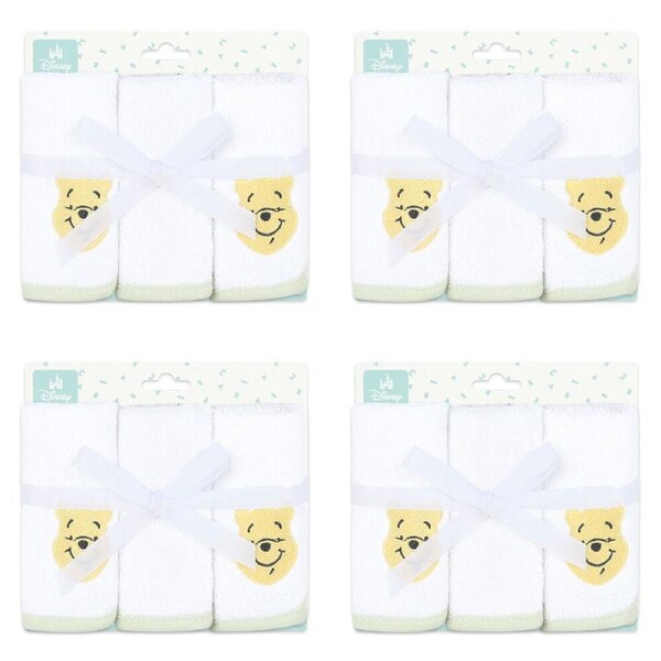 12pc Disney Pooh Baby/Kids Cotton Bath Washers/Washcloth 25x25cm Washable