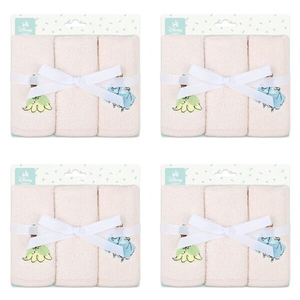 12pc Disney Princesses Baby/Kids Cotton Bath Washers/Washcloth 25x25cm Washable