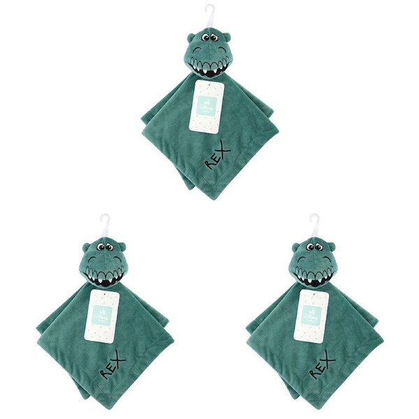 3PK Disney Rex Baby/Kids Polyester Plush Security Comfort Blanket 31x31cm Green