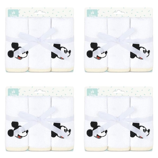 12pc Disney Mickey Baby/Kids Cotton Bath Washers/Washcloth 25x25cm Washable