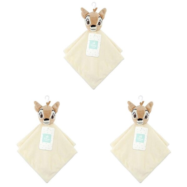 3PK Disney Bambi Baby/Kids Polyester Plush Security Blanket 31x31cm Brown