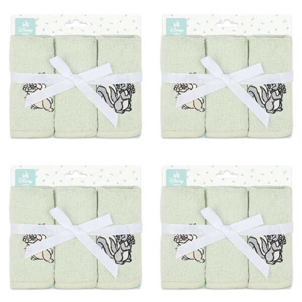 12pc Disney Bambi Baby/Kids Cotton Bath Washers/Washcloth 25x25cm Washable