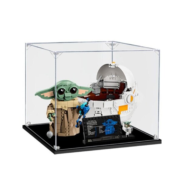 Acrylic Display Case for LEGO 75403 Star Wars Grogu with Hover Pram Figure Storage Box Dust Proof Glue Free