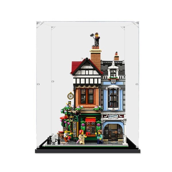Acrylic Display Case for LEGO 10350 Tudor Corner Figure Storage Box Dust Proof Glue Free