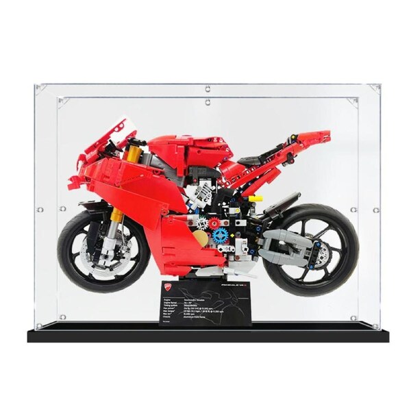 Acrylic Display Case for LEGO 42202 Technic Ducati Panigale V4 S Motorcycle Figure Storage Box Dust Proof Glue Free