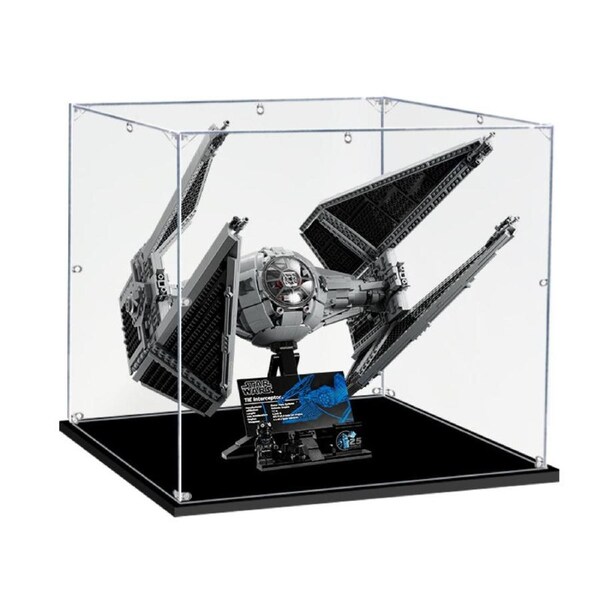 Acrylic Display Case for LEGO 75382 Star Wars TIE Interceptor UCS Figure Storage Box Dust Proof Glue Free