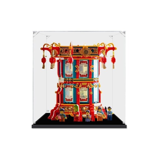 Acrylic Display Case for LEGO 80116 Spring Festival Trotting Lantern Figure Storage Box Dust Proof Glue Free