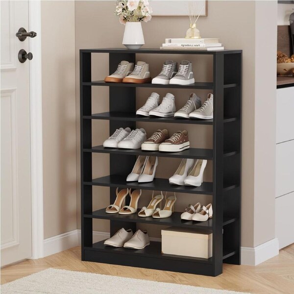 Oikiture Shoe Rack 7 Tiers Shelf Storage Cabinet Organiser 42 Pairs Black