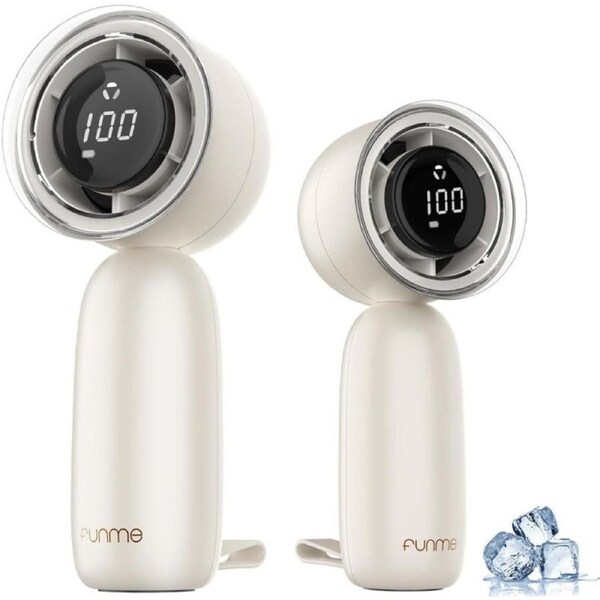 Funme Exquisite Handheld Turbo Fan,14000RPM Speed(1-100) Adjustable Turbo Fan, 3000 Battery Operated Personal Small Pocket Fan with 5 Speeds, Digital Dispay, Travel Fan Accessories for Women Holiday