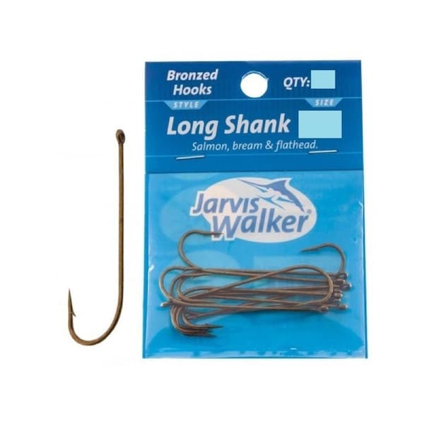 Size 12 Jarvis Walker Bronze Long Shank Fishing Hooks - Qty: 20
