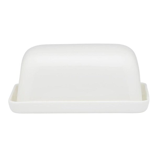 Ecology Fine Bone China Canvas Kitchen Butter Storage Dish w/ Tray - White