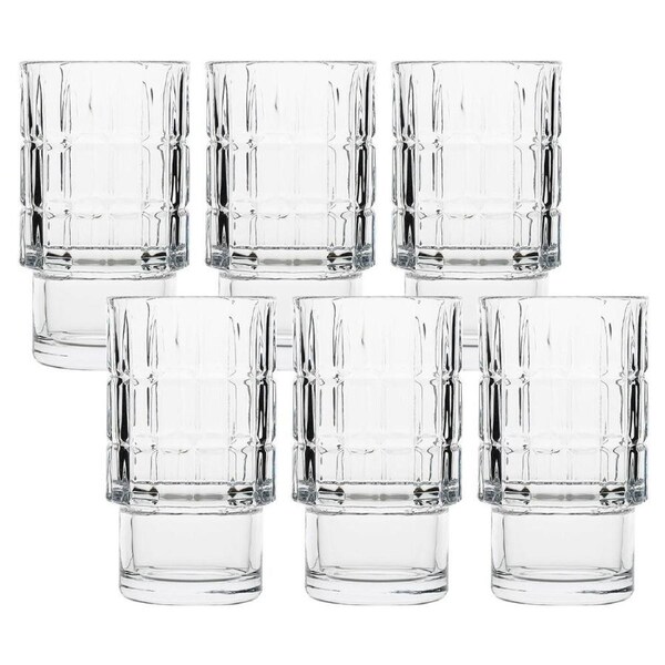 6pc Ecology Phineas Glass Hi Ball Tumblers Drinking Cup Tableware 370ml Clear