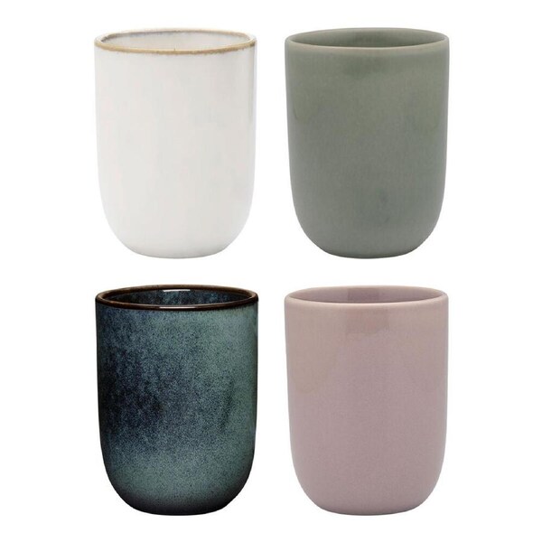 4pc Ecology Element Stoneware Cuddle Mugs Drinking Tumbler 250ml Assorted