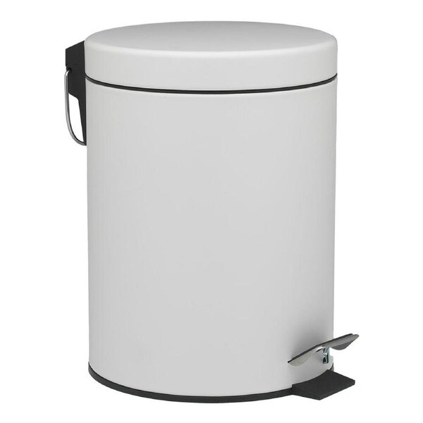 Porto Utility 5L Soft Closing Tin Pedal Trash Bin Home Rubbish Container WHT