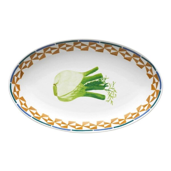 Porto Valentina Porcelain Oval Serving Platter Food Dish/Plate 32cm Fennel