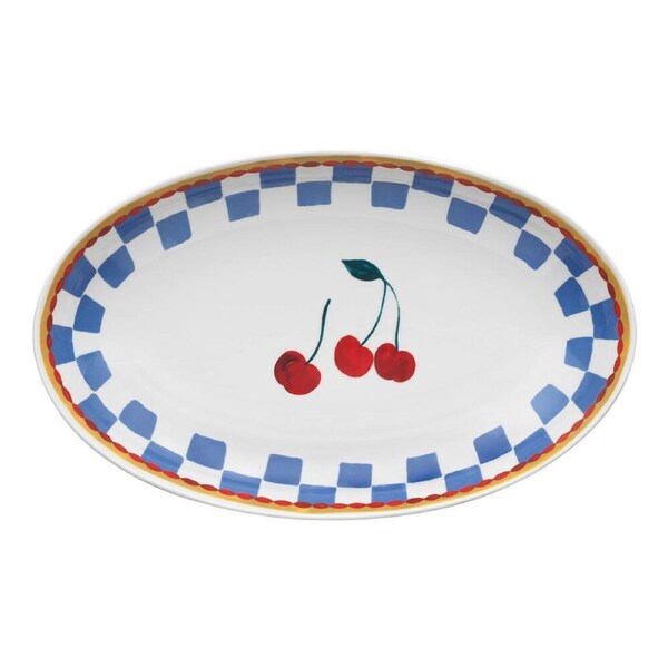 Porto Valentina Porcelain Oval Serving Platter Food Dish/Plate 32cm Cherry
