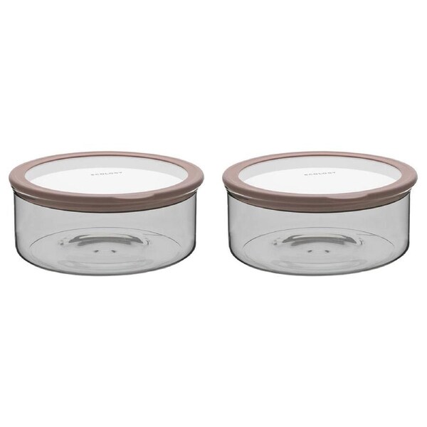 2PK Ecology Store Round 1.8L Glass Barrel/Canister 20.8cm Storage Jar Clear Lid