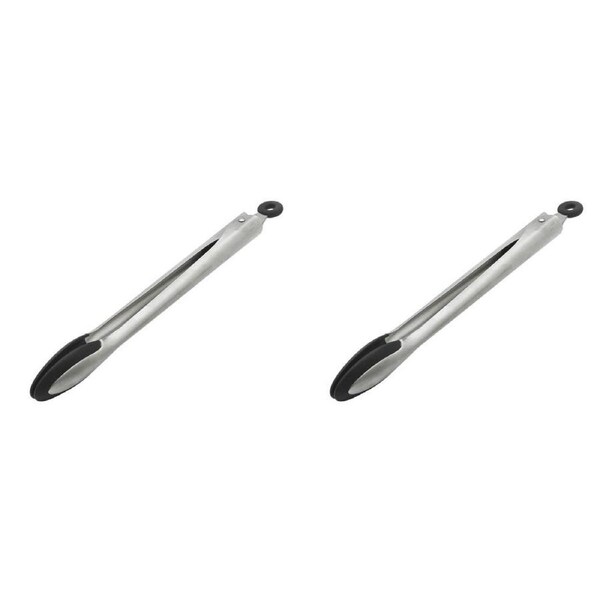 2PK Ecology Provisions Silicone Edge Food Grilling Tongs 30cm Kitchen Utensil