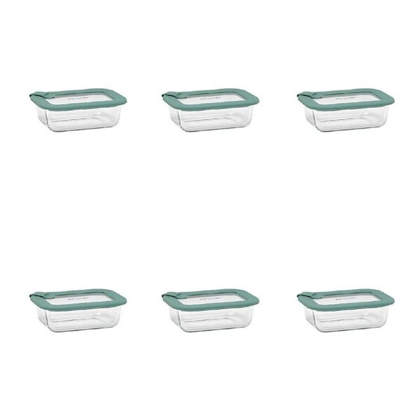 6PK Ecology Store Rectangle Clear Glass Food Storage Container 370ml Eucalyptus