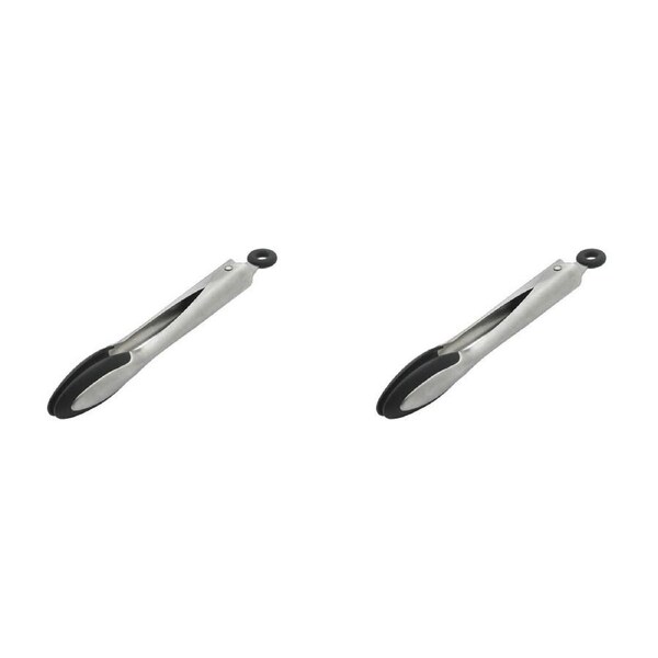 2PK Ecology Provisions Silicone Edge Food Grilling Tongs 22cm Kitchen Utensil