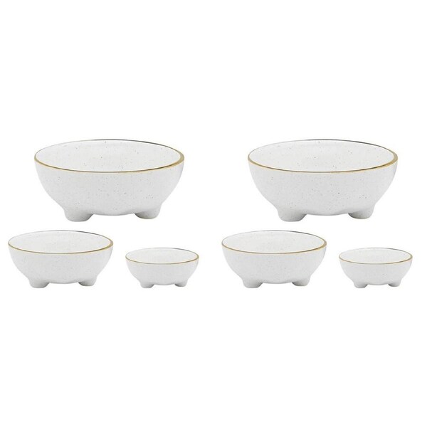 6pc Ecology Speckle Stoneware Nesting Bowl Serving Dish Tableware Milk/Gold