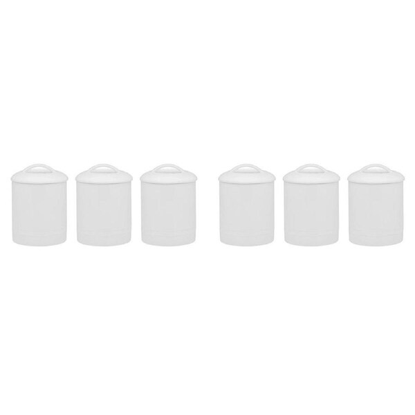 6pc Ecology Signature Porcelain Kitchen Storage Round Canisters - White