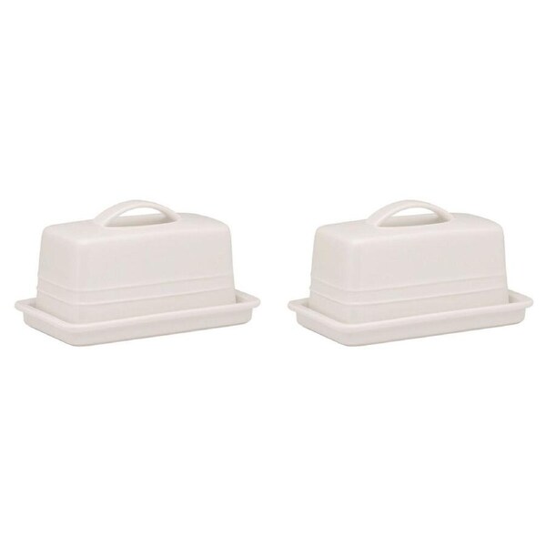 2PK Ecology Signature Porcelain Kitchen Lid Butter Dish Serveware 250g - White