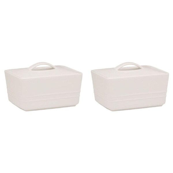 2PK Ecology Signature Porcelain Kitchen Lid Butter Dish Serveware 500g - White