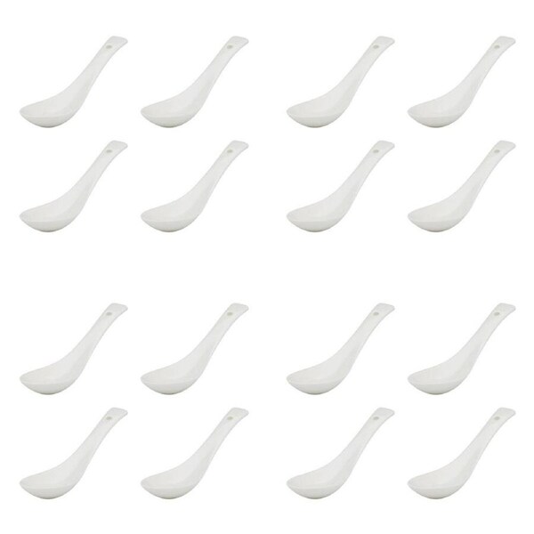 16pc Ecology Fine Bone China Canvas Kitchen Utensils Soup Spoons - White