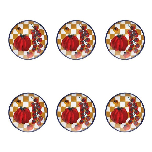 6PK Porto Valentina Porcelain Round Side Plate/Dish Tableware Tomato Medley 20cm