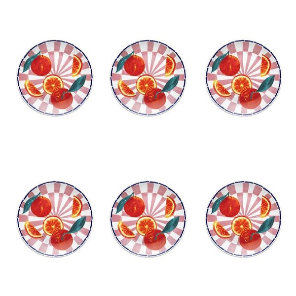 6PK Porto Valentina Porcelain Round Side Plate Dish Tableware Tangerine 20cm