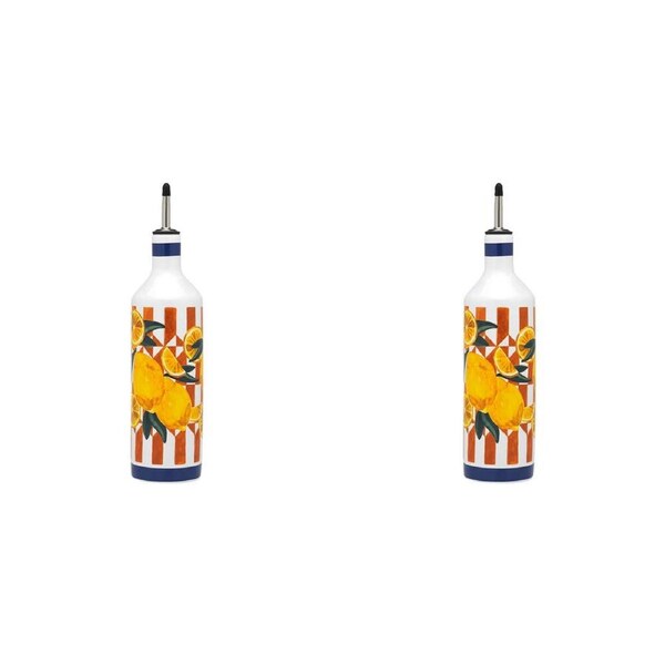 2PK Porto Valentina Porcelain Oil Bottle Pourer Container Liquid Dispenser 750ml