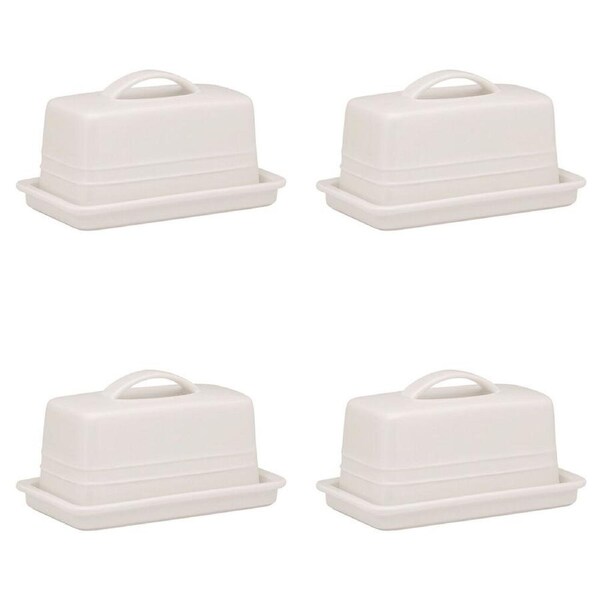 4PK Ecology Signature Porcelain Kitchen Lid Butter Dish Serveware 250g - White