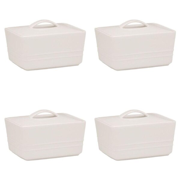 4PK Ecology Signature Porcelain Kitchen Lid Butter Dish Serveware 500g - White