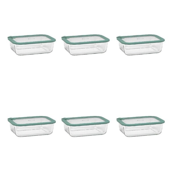 6PK Ecology Store Rectangle Clear Glass Food Storage Container 1520ml Eucalyptus