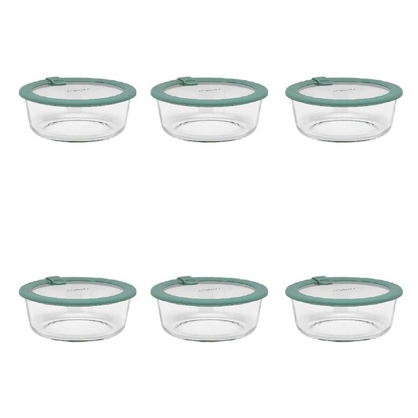 6PK Ecology Store Round Clear Glass Food Storage Container 950ml Eucalyptus