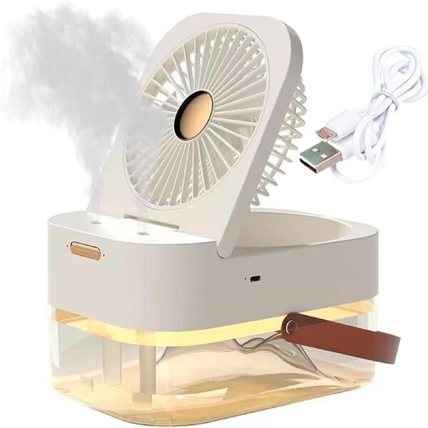 iDeer Life Mist Fan Portable Mini Personal Evaporative Air Cooler rechargeable (White)