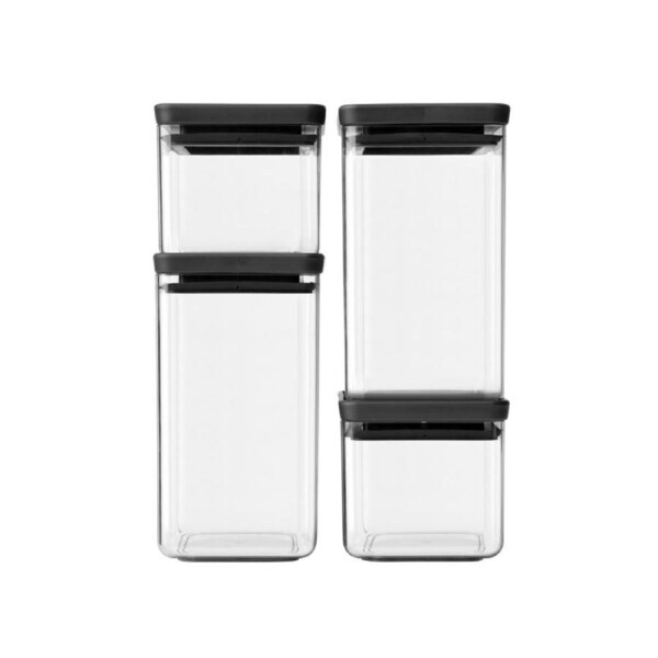 Brabantia BPA Free Stackable Storage Containers Set of 4 - Grey