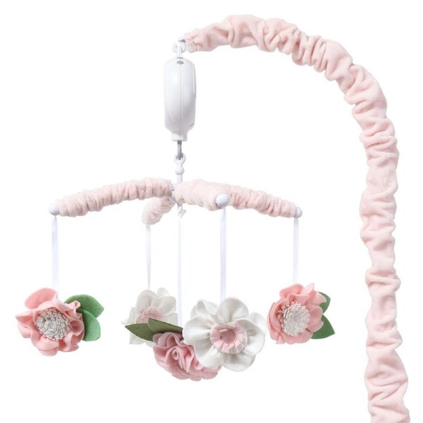 The Peanutshell Baby/Infant Musical Nursery Crib/Cot Mobile Pink Floral 0y+