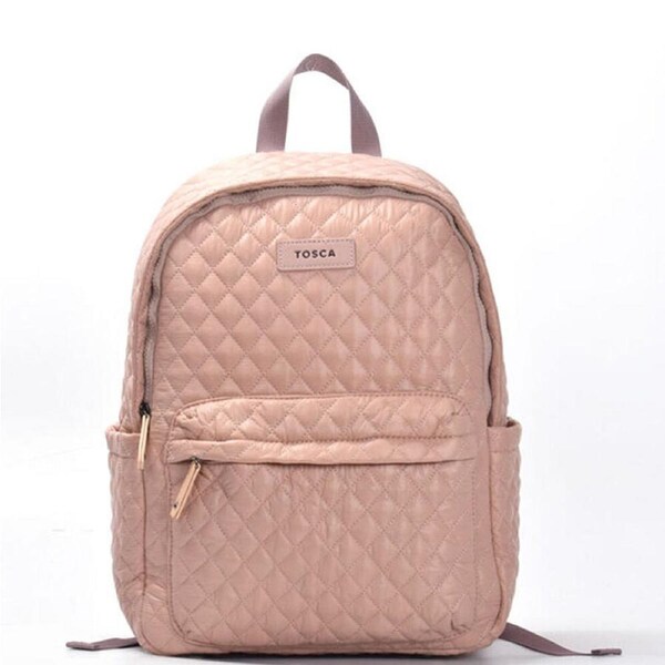 Tosca Metro Quilted Oxford Lightweight Travel 15" Laptop Backpack Mauve